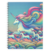 巨大な虹色のユニコーンのファンタジーノートブック ノートブック (正面)