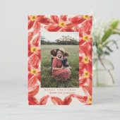 巨大な赤いポインセチアの写真クリスマスカード 招待状 (スタンド正面)