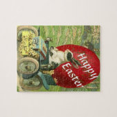 巨大な赤い卵Caを提供するイースター絵を描バニー ジグソーパズル (横)