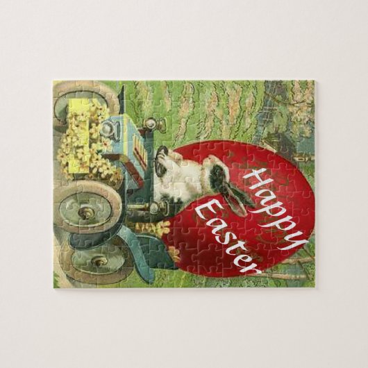巨大な赤い卵Caを提供するイースター絵を描バニー ジグソーパズル (横)