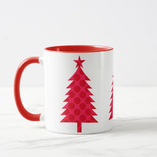 巨大な赤い水玉のクリスマスツリー マグカップ (左)