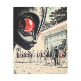 巨大な赤い目を持つ不気味な地球外生物 メタルプリント