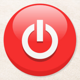 巨大な赤の電源ボタン ラウンドペーパーコースター