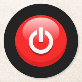 巨大な赤の電源ボタン ラウンドペーパーコースター