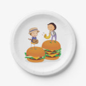巨大な遊チーズバーガーのキッズミュージック ペーパープレート (正面)
