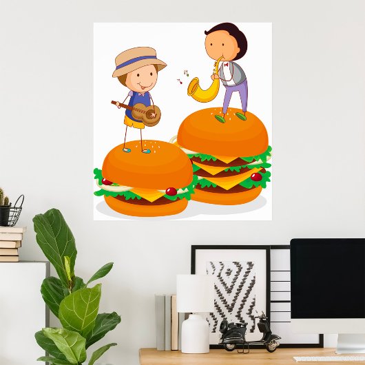 巨大な遊チーズバーガーのキッズミュージック ポスター