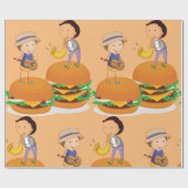 巨大な遊チーズバーガーのキッズミュージック ラッピングペーパー (フラット)
