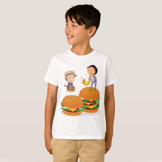 巨大な遊チーズバーガーのキッズミュージック Tシャツ (正面フル)