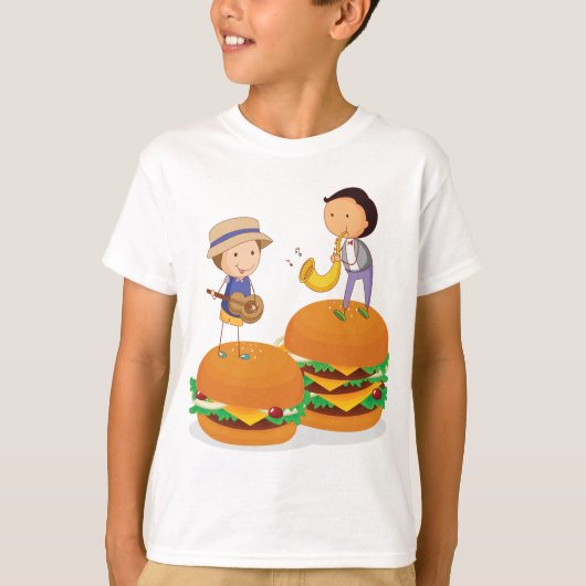 巨大な遊チーズバーガーのキッズミュージック Tシャツ (正面)