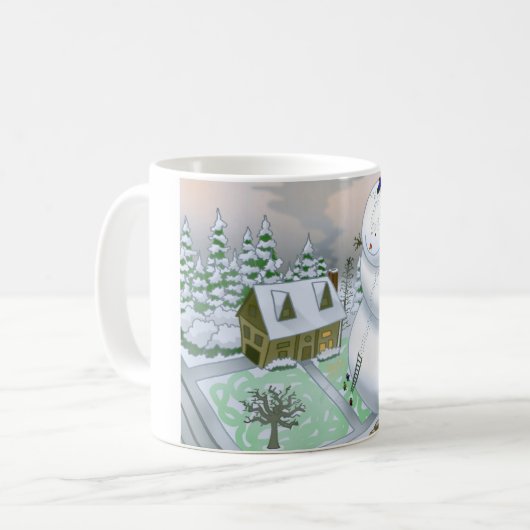 巨大な雪だるまのマグ コーヒーマグカップ (正面左)
