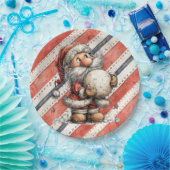 巨大な雪玉を持つサンタクロース ペーパープレート (パーティー)