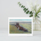 巨大な馬で農家を収穫する様子 ポストカード (スタンド正面)