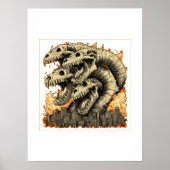 巨大な骸骨の怪獣モンスター都市ポスター ポスター (正面)