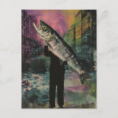 巨大な魚を持つ人 ポストカード (正面)