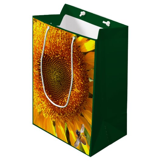 巨大な黄色いマンモスひまわりミツバチ ミディアムペーパーバッグ (正面アングル)