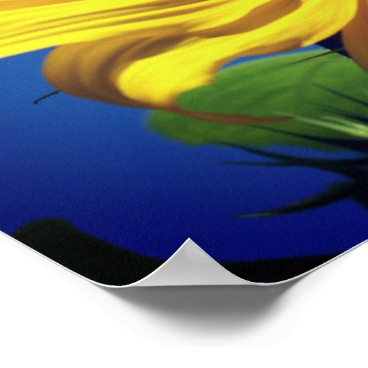 巨大な黄色のひまわりと昆虫の友人 ポスター (角)