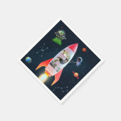巨大な2つのフォトコラージュ | 第2バースデーロケット宇宙 スタンダードカクテルナプキン (角)