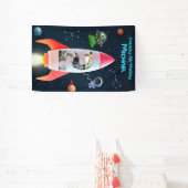 巨大な2つのフォトコラージュ | 第2誕生日宇宙ロケット 横断幕 (インサイチュ)