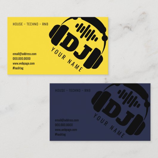 巨大なDJのヘッドホーンカバー 名刺 (正面/裏面)