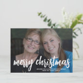 巨大なMERRYクリスマスフォト – Red Green Plaid シーズンカード (スタンド正面)