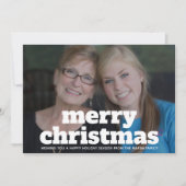 巨大なMERRY Christmasの写真 – ネイビーブルー シーズンカード (正面)