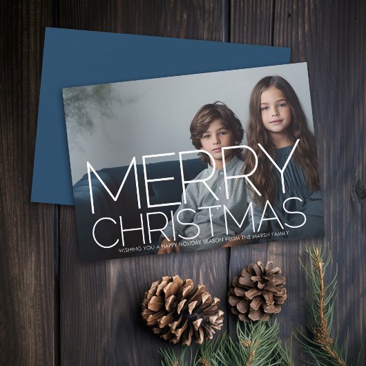 巨大なMerry Christmasの写真 - 紺色 シーズンカード