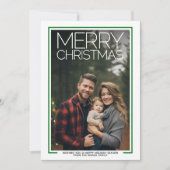 巨大なMERRY CHRISTMASの赤と緑のチェック柄の写真 シーズンカード (正面)