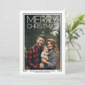 巨大なMERRY CHRISTMASの赤と緑のチェック柄の写真 シーズンカード (スタンド正面)