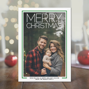 巨大なMERRY CHRISTMASの赤と緑のチェック柄の写真 シーズンカード