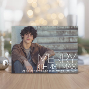 巨大なMERRY CHRISTMASの赤緑チェック柄の写真 シーズンカード