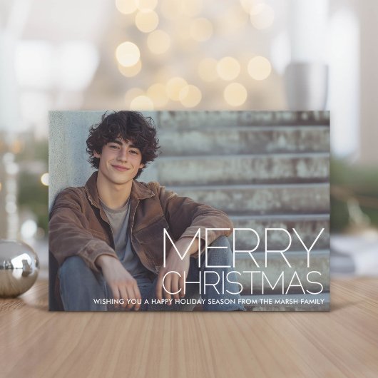 巨大なMERRY CHRISTMASの赤緑チェック柄の写真 シーズンカード