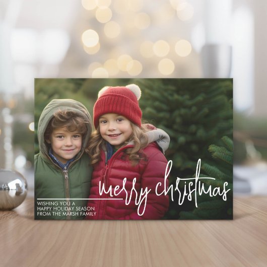 巨大なMERRY Christmasの赤緑チェック柄の写真 シーズンカード