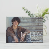 巨大なMERRY CHRISTMASの赤緑チェック柄の写真 シーズンカード (スタンド正面)