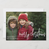 巨大なMERRY Christmasの赤緑チェック柄の写真 シーズンカード (正面)