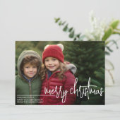 巨大なMERRY Christmasの赤緑チェック柄の写真 シーズンカード (スタンド正面)