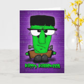 巨大におもしろいのFrankieハロウィンカード カード (黄色い花)