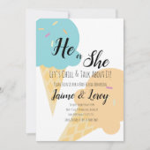 巨大アイスクリームコーン性別が彼または彼女を明らかにする 招待状 (正面)