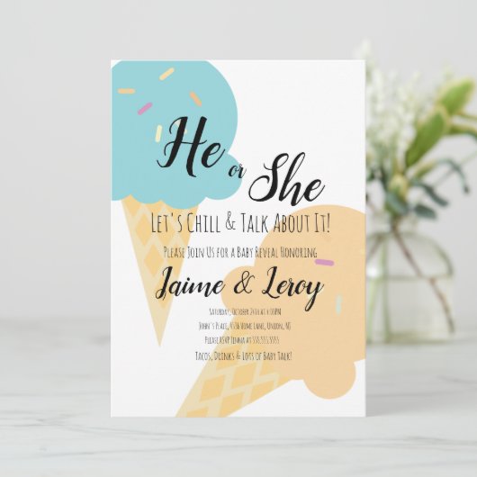 巨大アイスクリームコーン性別が彼または彼女を明らかにする 招待状 (スタンド正面)