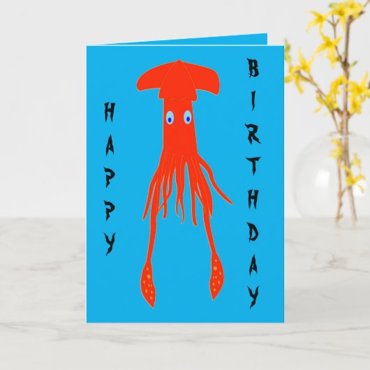 巨大イカ誕生日 カード (黄色い花)