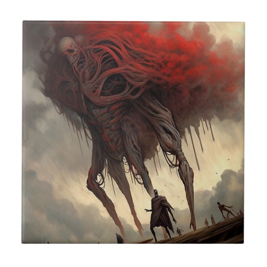 巨大エイリアン歩くSFホラーアート タイル (正面)