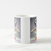 巨大カラフルな幸せよくはしゃぐおもしろい犬 コーヒーマグカップ (中央)