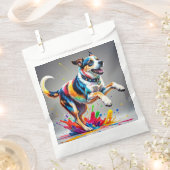 巨大カラフルな幸せよくはしゃぐおもしろい犬 フェイバーバッグ (クリップ留めされた状態)