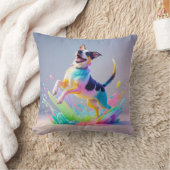 巨大カラフル幸せよくはしゃぐおもしろい犬、スプラッシュ クッション (ブランケット)
