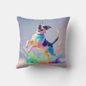 巨大カラフル幸せよくはしゃぐおもしろい犬、スプラッシュ クッション (裏面)