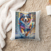 巨大カラフル幸せよくはしゃぐおもしろい犬、スプラッシュ クッション (ブランケット)