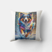 巨大カラフル幸せよくはしゃぐおもしろい犬、スプラッシュ クッション (裏面)