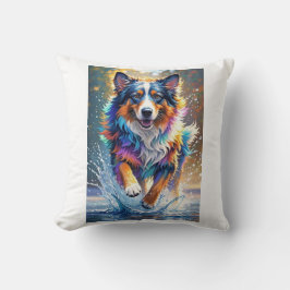 巨大カラフル幸せよくはしゃぐおもしろい犬、スプラッシュ クッション