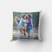 巨大カラフル幸せよくはしゃぐおもしろい犬、スプラッシュ クッション (裏面)