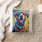 巨大カラフル幸せよくはしゃぐおもしろい犬、スプラッシュ クッション (ブランケット)