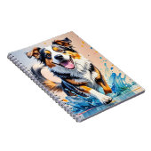 巨大カラフル幸せよくはしゃぐおもしろい犬、スプラッシュ ノートブック (右側)